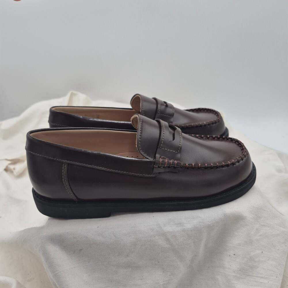 NEW Elephantito Scholar Penny Loafer brown Leather upper Little girls size 1.5